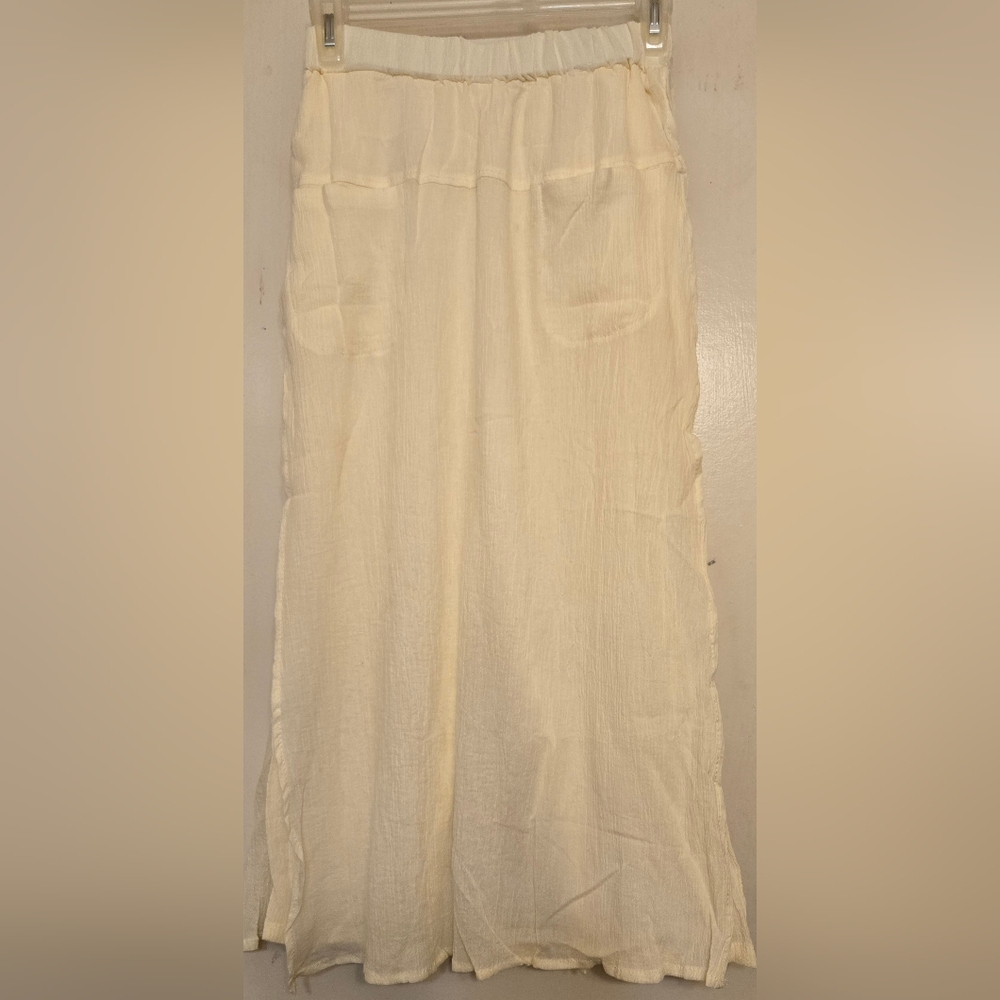 Light Yellow Smocked A-Line Pants With Skirt Over NWOT